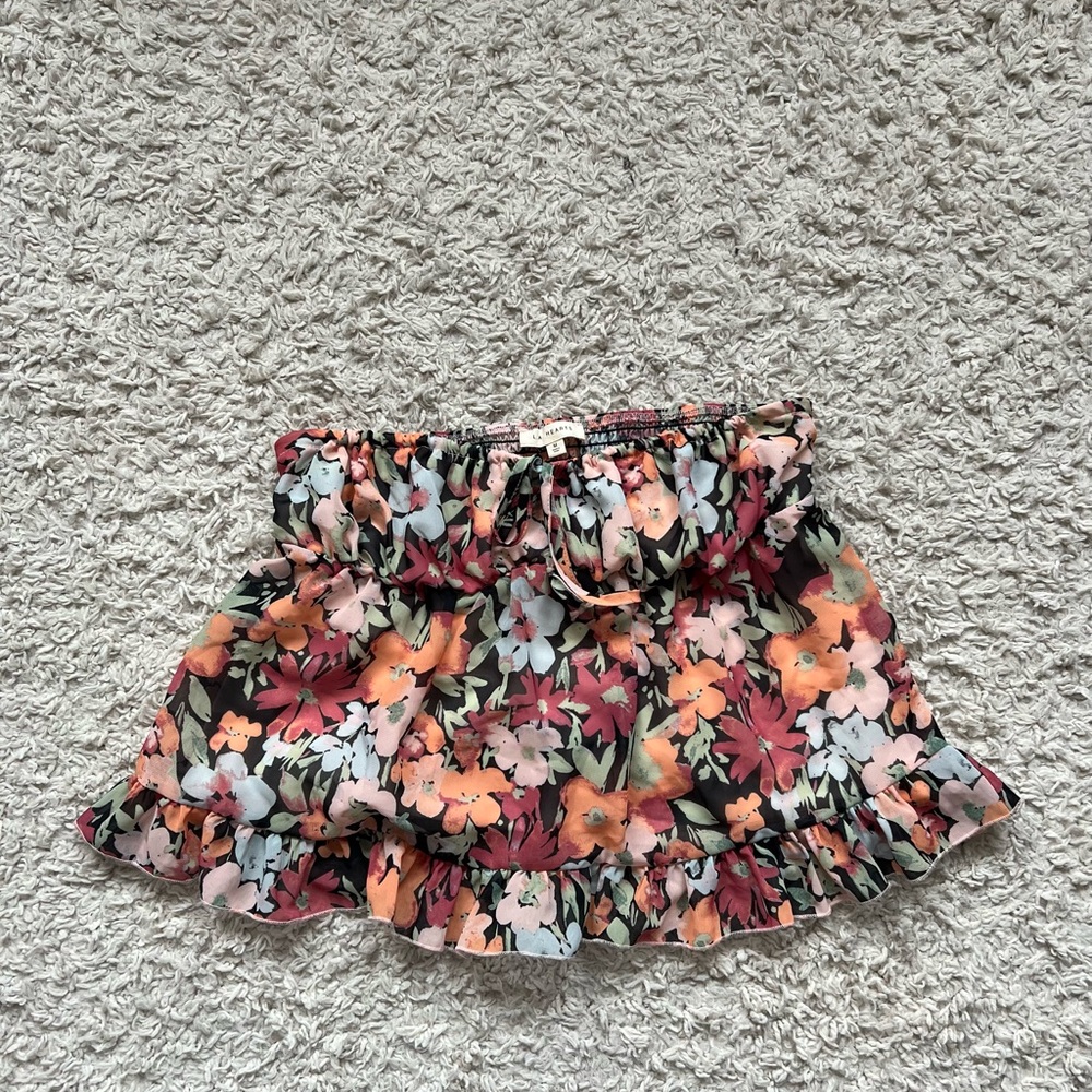 Floral Smocked Skirt with Tie Detail